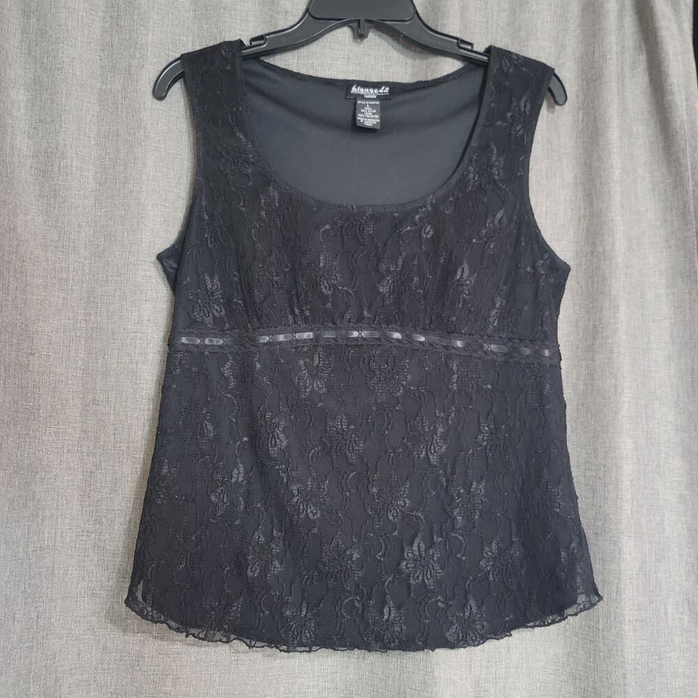 B.i.y.a.y.c.d.a. Vintage Black Floral Lace Whimsigoth Top Size Large
